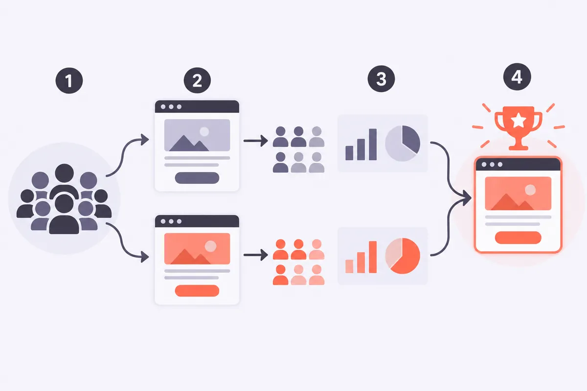 Graphique de résultats d'A/B testing avec la version gagnante mise en évidence