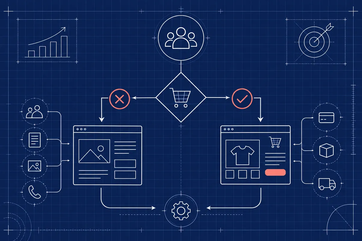Illustration d'un arbre de décision pour choisir entre site vitrine et site e-commerce