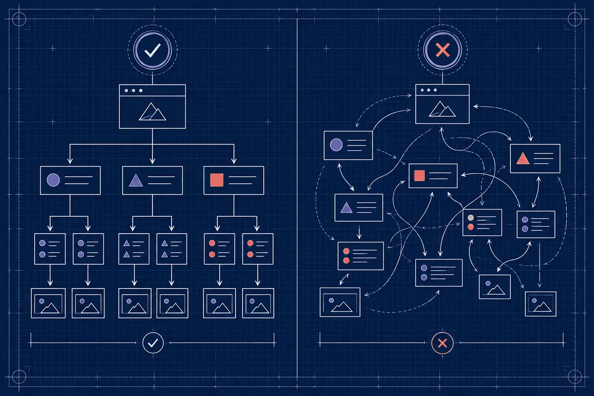 Illustration comparant un compte Google Ads structuré et un compte désordonné