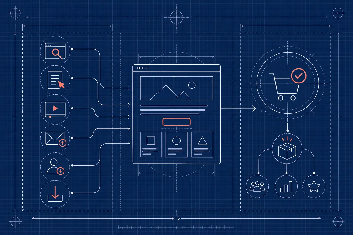 Infographie distinguant micro-conversions et macro-conversions sur un site